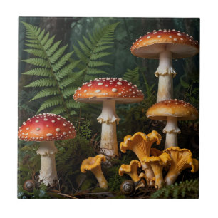 Carreau Champignons Amanite Tue-Mouches Forêt Botanique