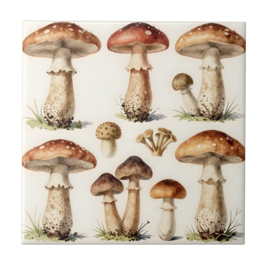 Carreau Champignons Botaniques Vintage Toadstool Fungi (Devant)