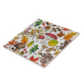 Carreau Champignons d'automne, feuilles, noix et baies sur (Côté)