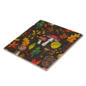 Carreau Champignons d'automne, feuilles, noix et baies sur (Côté)