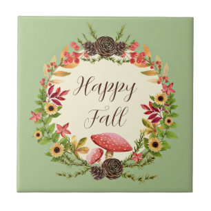 Carreau Champignons et tournesols avec texte personnalisab