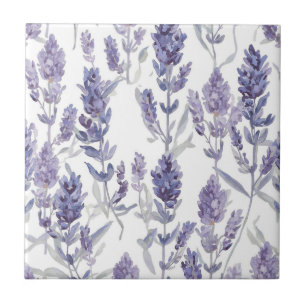 Carreau Champs de Lavande Motif de Fleur Aquarelle Viole