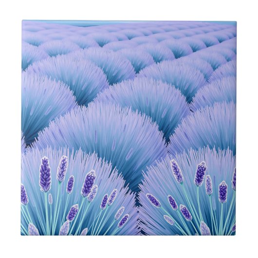 Carreau Champs de Lavande Rêveurs Esthétique Violet Bleu (Devant)