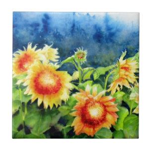 Carreau Champs de tournesol 2, tournesols jaunes