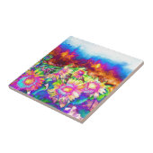 Carreau Champs de tournesol abstraits rétro élégant (Côté)