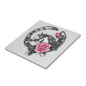 Carreau Chanceux fer à cheval et roses roses roses (Côté)