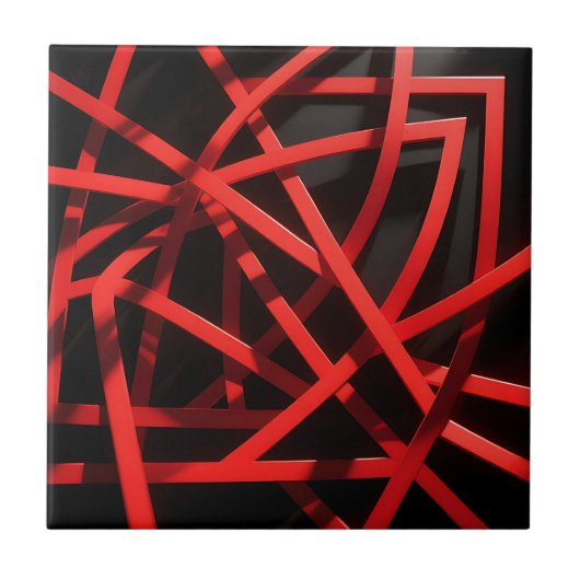 Carreau Chaos Abstrait Géométrique Rouge (Devant)