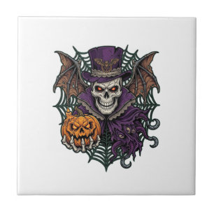Carreau Chapeau Haut de Forme de Crâne de Halloween Chauve
