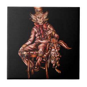 Carreau Chapelier fou avec le dessin de lièvres de mars