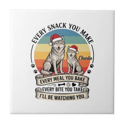 Carreau Chaque friandise que vous faites Chien Père Noël C (Devant)