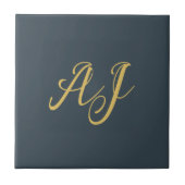 Carreau Charcoal Gold Color Monogram Professional Initial (Devant)