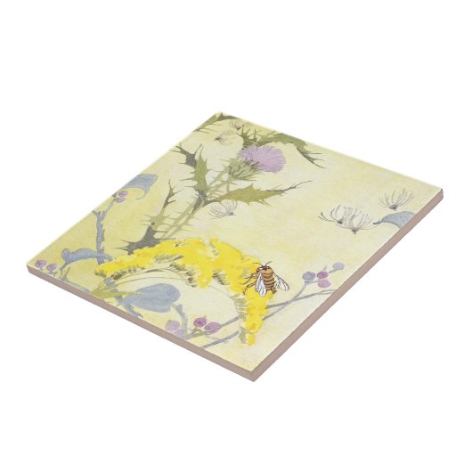 Carreau Chardon et abeille sur l'or (Côté)