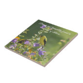 Carreau Chardonneret sur une fleur de campanule (Côté)