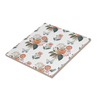 Carreau Charme à fleurs avec ailes de papillon
