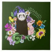 Carreau Charme Chocolat Sable Ferret Floral Vert (Devant)