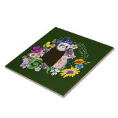 Carreau Charme Chocolat Sable Ferret Floral Vert (Côté)