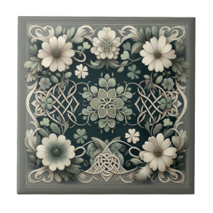 Carreau Charme floral du trèfle celtique