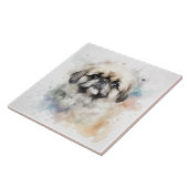 Carreau Charme Pekingese Aquarelle Portrait de chien (Côté)