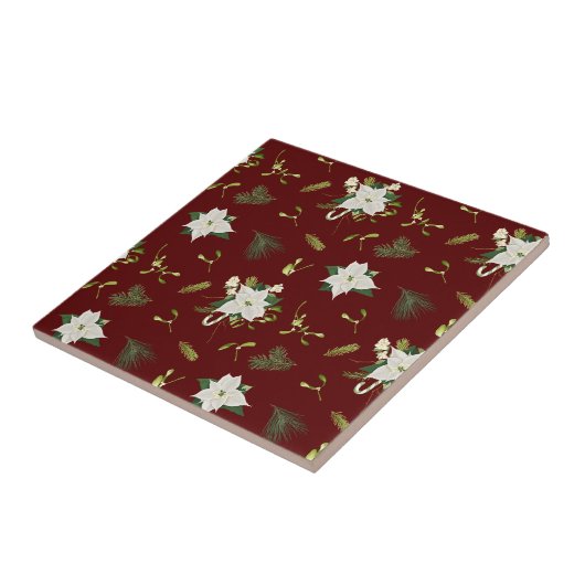 Carreau Charming Floral Pattern on Maroon (Côté)