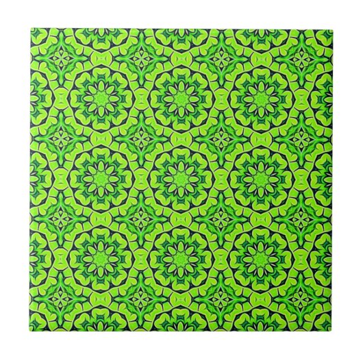 Carreau Chartreuse Vert esthétique Motif de trèfle #9 (Devant)