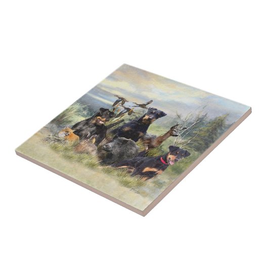 Carreau Chasse avec Jagdterriers, Art (Côté)