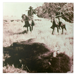 Carreau Chasseurs de bison américain (photo de b/w)