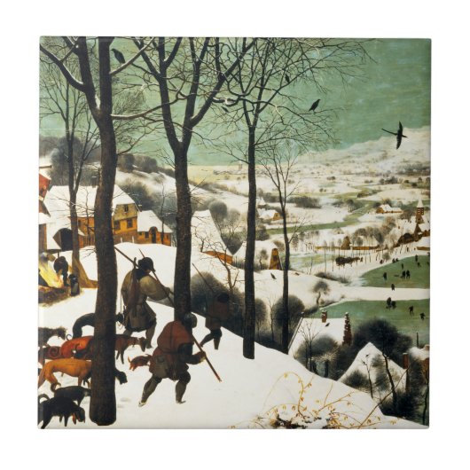 Carreau Chasseurs de Pieter Bruegel dans la tuile de neige (Devant)