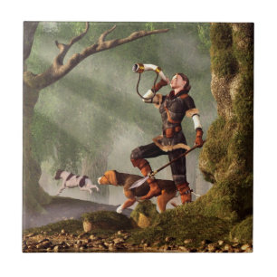 Carreau Chasseuse médiévale