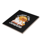 Carreau Chat adorable se relaxer au soleil - Animal de com (Côté)