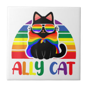 Carreau Chat allié LGBT Soyez gentil Drapeau arc-en-ciel d