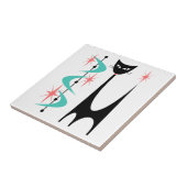 Carreau Chat atomique du milieu du siècle avec tuile Aqua  (Côté)