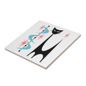 Carreau Chat atomique du milieu du siècle avec tuile Bleue (Côté)