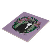 Carreau Chat aux cheveux courts noir et blanc avec des (Côté)