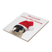 Carreau Chat avec Casquette Père Noël (Côté)