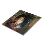 Carreau Chat avec chatons (Art animal) (Côté)