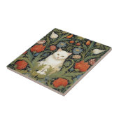 Carreau Chat blanc Art nouveau dans le jardin (Côté)