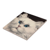 Carreau chat blanc aux yeux bleus (Côté)