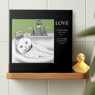 Carreau Chat blanc lavabo