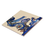 CARREAU CHAT BLEU BESTIAIRE MÉDIÉVAL WEIRD ET OISEAU DE CU (Côté)