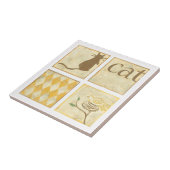 Carreau Chat Brown et oiseau jaune par Chariklia Zarris (Côté)