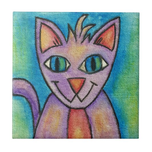 Carreau Chat Chaton Rose Violet (Devant)