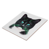 Carreau Chat cool aux yeux turquoise (Côté)