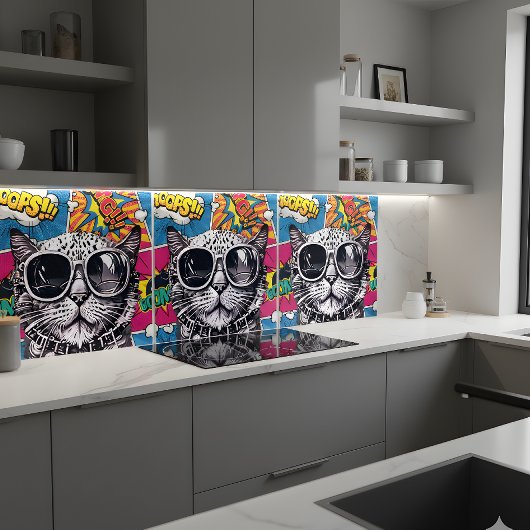 Carreau Chat cool Steampunk avec lunettes de soleil - Retr