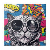 Carreau Chat cool Steampunk avec lunettes de soleil - Retr (Devant)