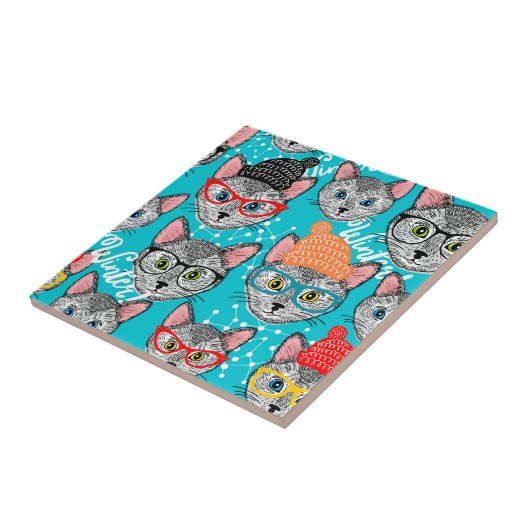 Carreau Chat dans le casquette (Côté)