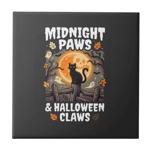 Carreau Chat de la Lune Méfait d'Halloween (Devant)