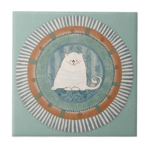 Carreau Chat de menthe fantaisie bleu terracotta aqua sarc