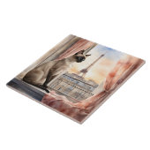 Carreau Chat de Siamese Relaxant sur la Fenêtre Parisienne (Côté)