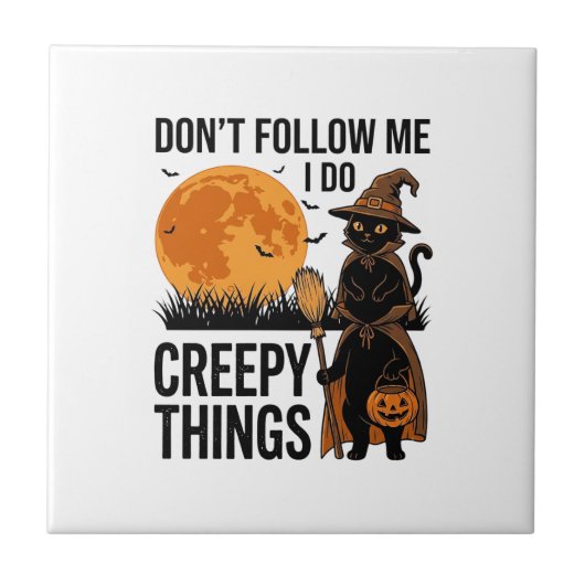 Carreau Chat d'Halloween Choses Effrayantes Sorcière Drôle (Devant)