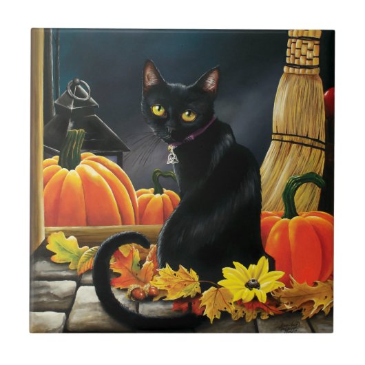 Carreau Chat d'Halloween noir (Devant)
